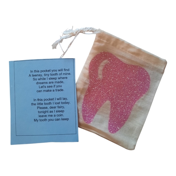 Glittery Pink Tooth Design Pouch - Picture 2 of 2